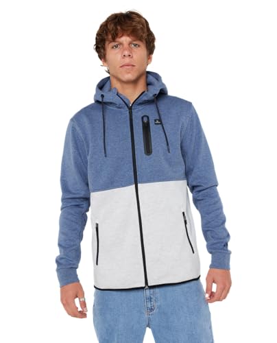 Rip Curl Moletom masculino com capuz e zĂper tĂ©cnico antisĂ©ries, azul marinho/cinza, Azul-marinho/cinza, P
