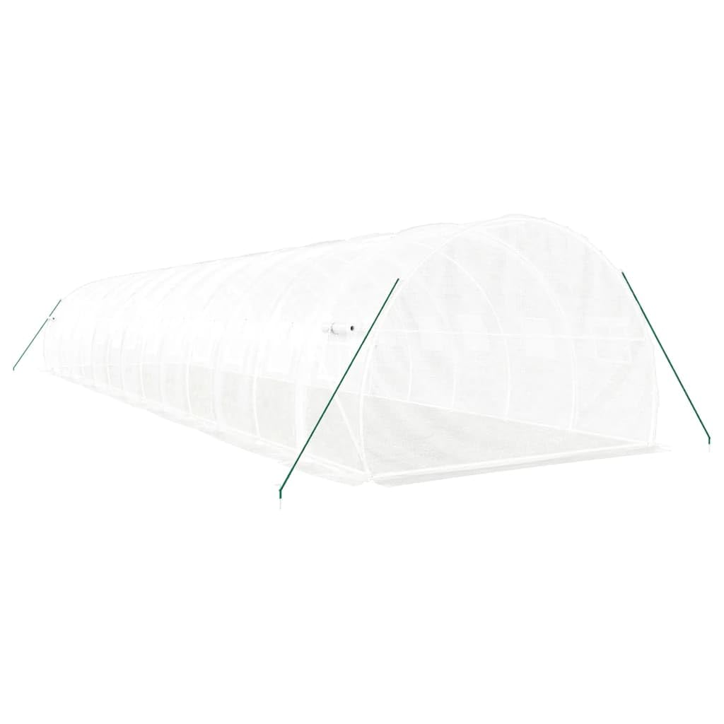 Homgoday Invernadero con Estructura de Acero Blanco 42 m² 14x3x2 m, Invernadero Caseta Jardín Terraza Plantas Semilla Cultivo Huerto Verduras Cubierta Casero