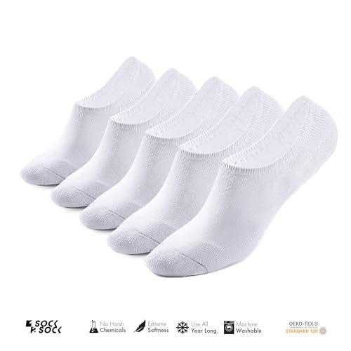 1SOCK2SOCK Men's No Show Socks 5 Pack, Invisible Thin Cotton Liner, Anti-slid, Ankle Low Cut2