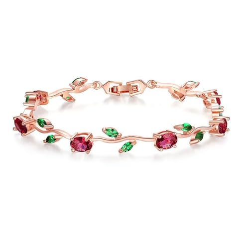 18k Yellow Gold-Plated Sterling Silver Diamond Accent Two-Tone Gemstone Tennis Bracelet Diamond Bangle Bracelet Rose Gold