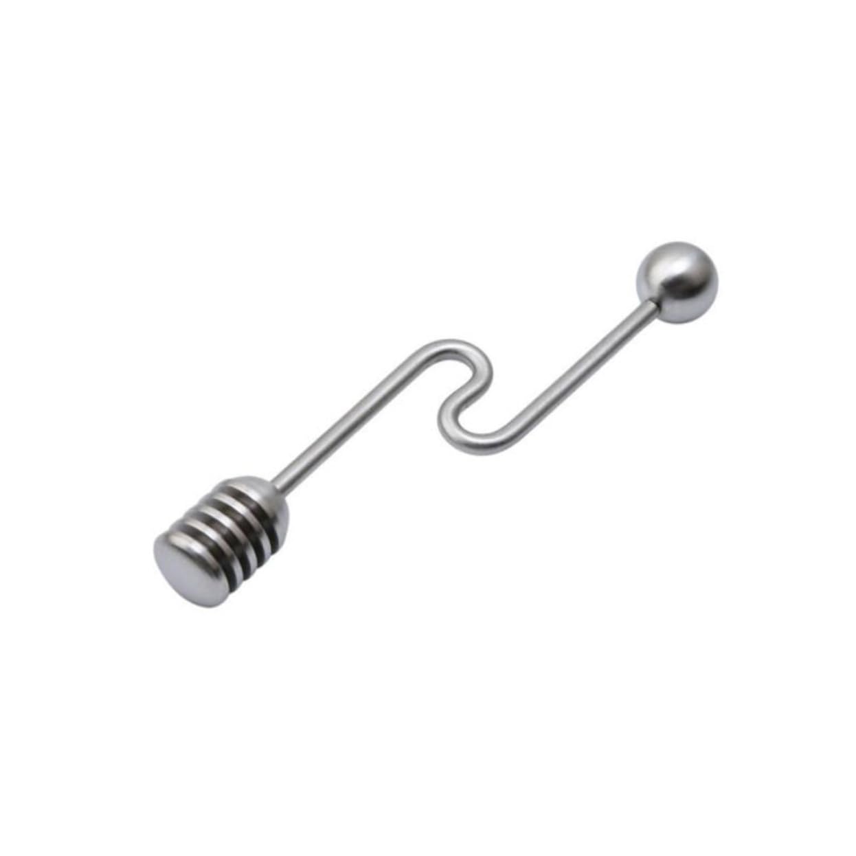 SOLUSTRE 2Pcs Stainless Steel Honey Dipper with Round Bead Design Curved and Straight Handles for Syrup and Honey Stirring and Easy to Clean Kitchen Tool