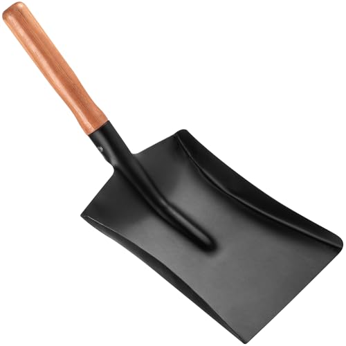 Hardys Coal Shovel - Small Hand Shovel with Detachable Wooden Handle for Fireplace Ash Garden BBQ Gardening - Durable Alloy Steel - Rust-Resistant - 44 x 22 x 4cm