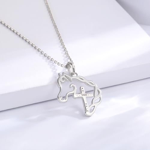 925 Sterling Silver Cross Horse Necklace Pendant Jewelry Gifts for Women4