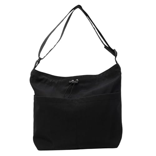 Sac à bandoulière noir pour femme en tissu à cordon