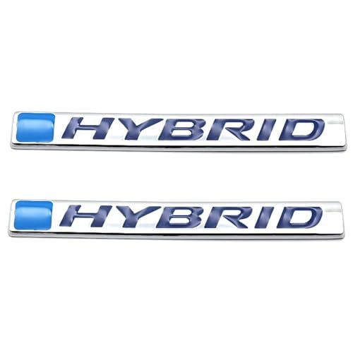 Image of 2Pc Hybrid Emblem 3D Metal Badge Door Rear Tailgate Decal Sticker Nameplate Logo Fits Universal car Truck (Chrome Blue)