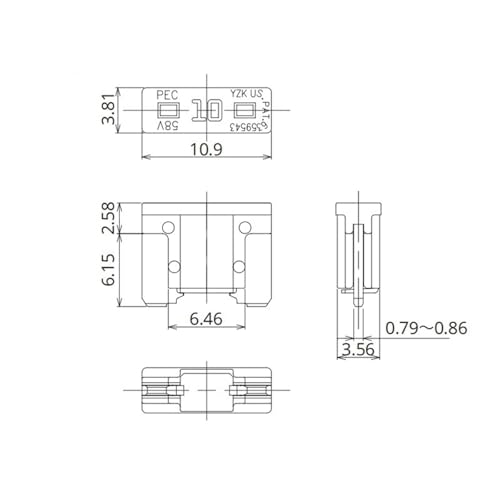 Fusible de Cuchilla Mini BFLP-10A-58V-1195 de Pie Compacto coche 3