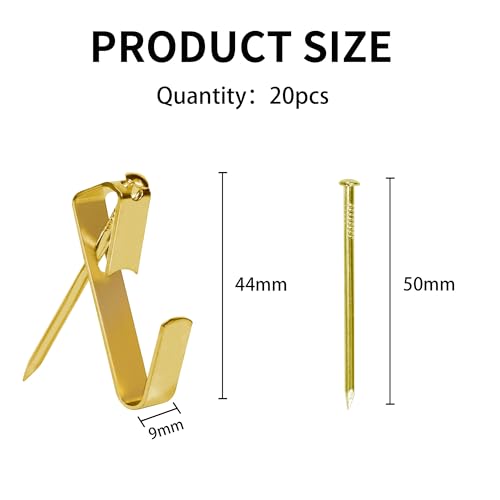Image of 30lb,50lb,100 lb Picture Hangers,Heavy Duty Picture Hanging Kit Metal Picture Hanging Hooks for Wood or Drywall (20pcs-100lbs)