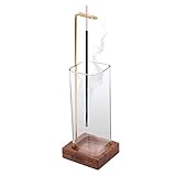 SKMIHJL Incense Holder with Glass Ash Catcher Incense Sticks Burner with Wooden Base Brass Incense C