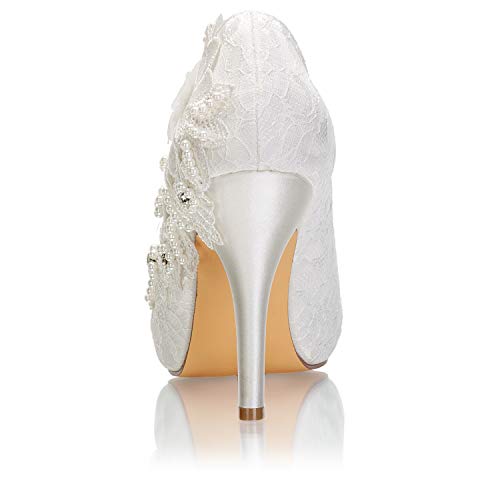 Emily Bridal Wedding Shoes Pointed peep Toe Flowers high Heel Bridal Shoes4