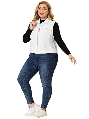 Agnes Orinda Plus Size Denim Vest for Women Sleeveless Zip Up Button Down Waistcoat Jeans Jackets Vests3