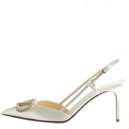Image of BlingQueen Women Heeled Slingback Sandals Closed Pointed Toe Stiletto High Heels Patent Leather Pumps Slip-On Backless Evening Prom Party Dress Shoes