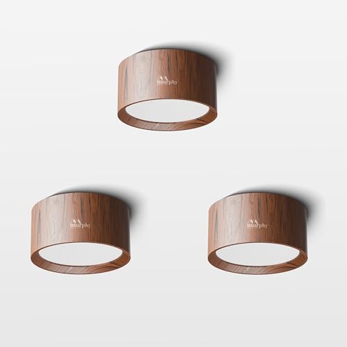 Murphy 3W LED Disc Surface Light Wood Finish | Warm White 3000K | Up to 300 Lumens | Aluminium Body | BIS Approved | 2 Year Warranty | Pack of 3