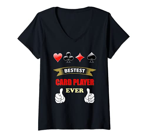 Womens Card Player gift, game Bestest Awesome Gamer V-Neck T-Shirt, Black