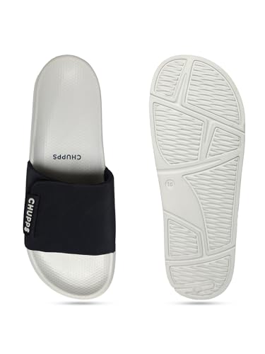 Image of CHUPPS Flow Black & Black Drift Orthopedic Slippers | Soft Footpharma Footbed | Breathable Ventilation Holes | Lightweight Flip Flops | Anti-Skid Chappals for Everyday For Mens