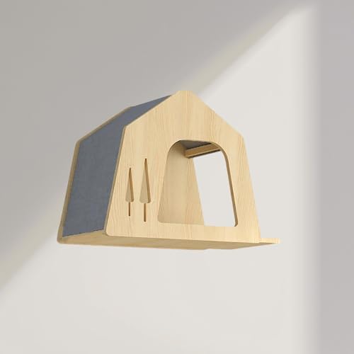 キャットステップ 壁付け 階段、キャットハンモック付き壁掛けキャットシェルフ(ステップ付き) - 猫用壁掛けシェルフと止まり木で、寝る、遊ぶ、登る、くつろぐのに最適です。(45x30x35cm6)