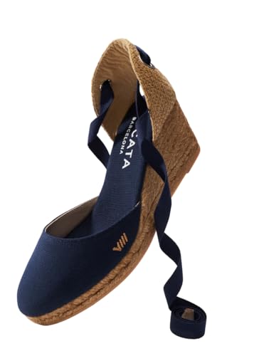 Image of Viscata Sagaro Espadrille Canvas Wedges with Ankle Laces Spain Handmade 2 inch Heel Women's Sandals with Breathable Organic Cotton Canvas and 100% Natural Jute for all Occasions: Casual, Work, Party