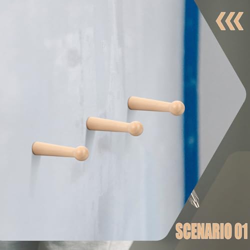 Perchero de pared de madera beige con 10 ganchos para colgar ropa 7