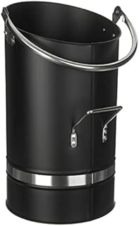 LIVIVO Ellipse Coal Bucket With Nickel Coated Handle - Powder Coated Stainless Steel - Heavy Duty Multipurpose Fireplace Coal Hod