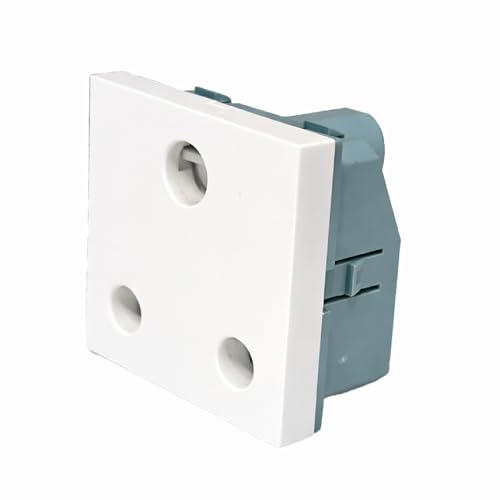 Image of MX 3-Pin Indian Power Socket 16A 250V with Safety Shutter - 2-Module 45x45 mm Electrical Wall Socket Plate for Home, Office & Commercial Use