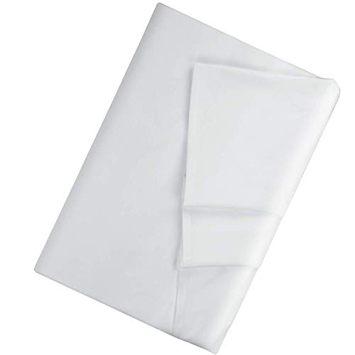 COTTINGOS Flat Hospital Bed Sheets - Pack of 3 Flat Sheet Durable and Comfortable - Premium Quality Sheet Soft and Breathable - 100% Cotton with 400 TC - White Solid - 66