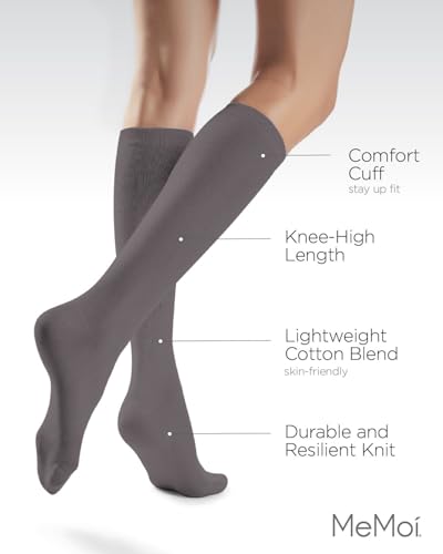 Image of MeMoi Solid Knit Knee High Socks for Women, Comfortable Cotton Blend Knee High Socks