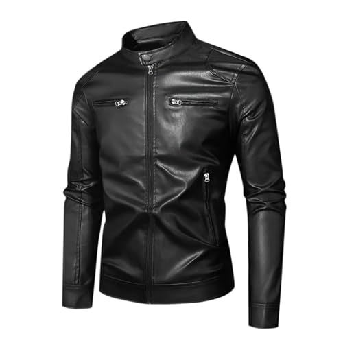 Giacca in Pelle Da Uomo Blazer Vintage in Pelle PU Giacca Cappotto in Ecopelle Giubbotto Da Motociclista Slim Retr Casual Giubbotto Da Pilota in Finta per Andare in Moto Feste in Maschera Gite Viaggi