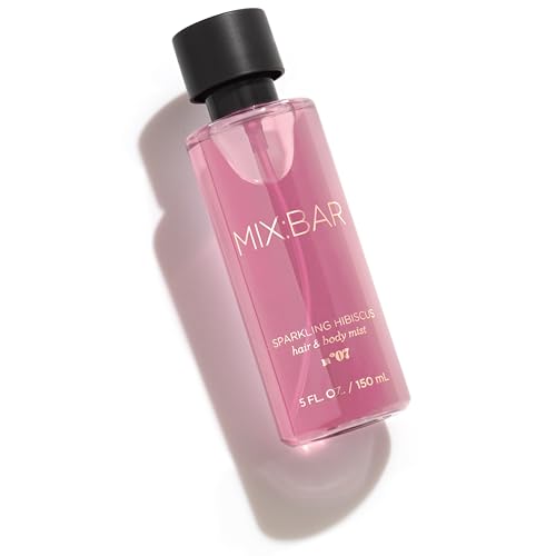 Image of MIX:BAR Sparkling Hibiscus Hair + Body Mist Spray for Women + Girls - Bergamot, Hibiscus, Cashmere Musk, Champagne Bubble Fragrance Notes - Bergamot Bedroom + Hair + Body Oil Spray - Vegan - 5oz
