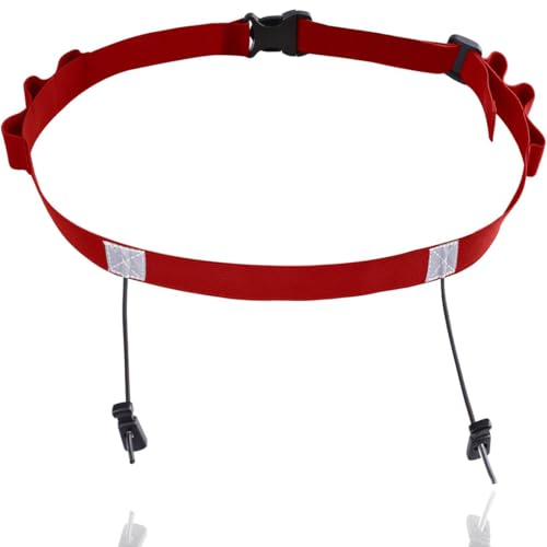 Cinturón para Número de Competición de Triatlón, 6 anillas, Riñonera para Triatlón, Ciclismo, Maratón, Correr, Rojo