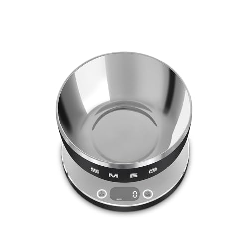 Báscula de cocina digital Smeg con pantalla LED y acabado negro mate 3