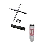 【セット買い】エーモン(amon) イージーパワーレンチ(コンパクトで車載しやすい、クロスレンチ・十字レンチ) 8840 + エーモン(amon) アルミホイール用薄口ソケット(キズ防止カバー付) 17mm 差込角サイズ12.7mm 8837