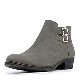 Nautica Women's Ankle Boot Dress Bootie With Side Zipper-Alara Buckle-Grey-8
