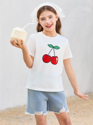 Image of Girls Short Sleeve T Shirts Kids Summer Tops Crewneck Tees 5-14 Years