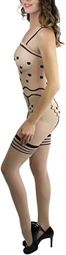 Image of ToBeInStyle Women's Assorted Bodystocking Sheer Opaque or Fishnet Crotchless Lingerie Bodysuit