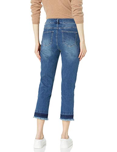 SLIM-SATION Women's Misses 5-Pocket Zip Front Solid Fringe Hem Crop Jean2