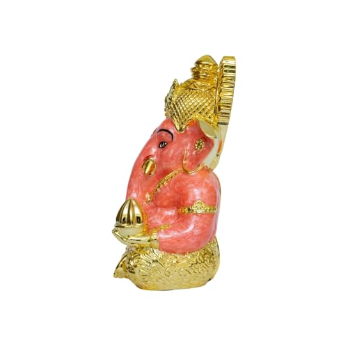 Image of Pearl Pink Mini Labdhi Ganesha Ganesh Ganpati Bappa Idol Statue murti for Car Dashboard, Home Decor, Office & Gifting | Height 3.3 Inch