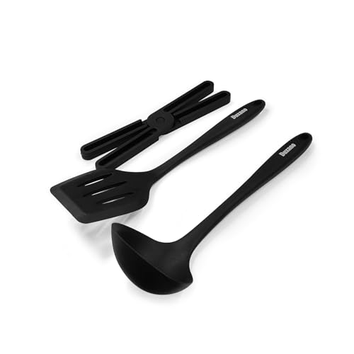 DUXANO Silicone Utensil Set – 3-PC Food-Grade Set with Slotted Turner, Soup Ladle & Flexible Trivet, Heat-Resistant, Non-Scratch, Dishwasher Safe