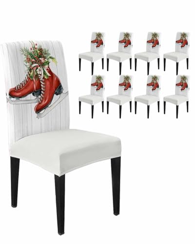 JKDXAL VINW Dining Chair Covers Set of 8, Christmas Red