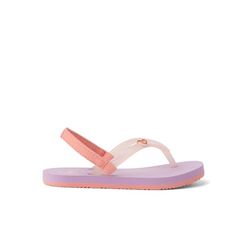 REEF Toddler/Little Kid Charming Flip Flop, Super Lightweight and Soft Footbed, Thin Strap Beach Sandal with Backstrap, Lavender/Coral, 64