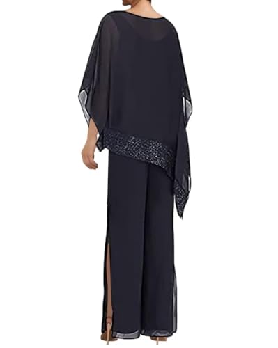 Mother of The Bride Pant Suits Chiffon 3 Pieces Sequin Women's Pantsuits Wedding Pant Suits Formal Evening Pants3