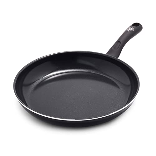 GreenLife Soft Grip gezonde keramische koekenpan met antiaanbaklaag, PFAS-vrij, vaatwasser- en ovenbestendig, zwart, compatibel met elektrisch fornuis