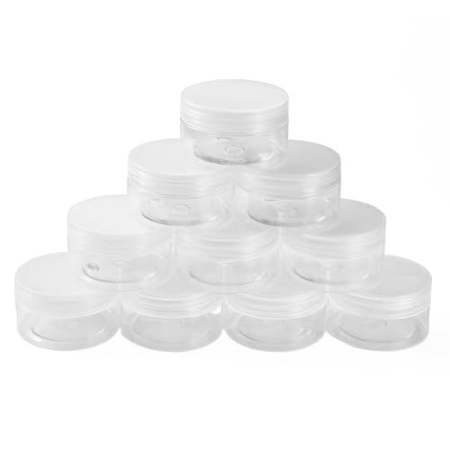 Image of FASHEWELRY 16Pcs Diamond Painting Jars 2.8x1.5 inch Plastic Bead Storage Tubes Flat Round Small Screw Cap Containers for Seed Beads 5D Embroidery Diamond Drill Nail Art And Glitter Crafts Sewing