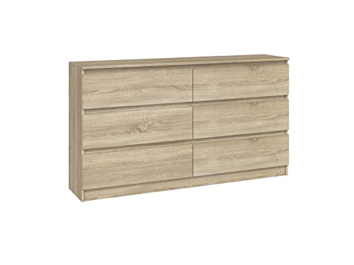 CDF Commode Malwa M6 140 | Couleur : Chêne Sonoma | Armoire pour Documents, Petits Objets | Idéal pour Salon, Chambre à Coucher, Chambre d'enfant, et Bureau...