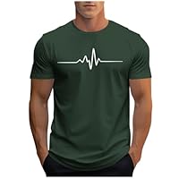 UHouse Tee Shirt Homme Sport Tshirt à Manches Courtes T-Shirts Ete Teeshirt Col Rond Haut D'Été Streetwear Grande Taille Fin Cut Top Coton Délavé Habit Vert armée L