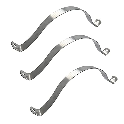 Image of NGe 6Inch Rigid Pipe Strap Clamp U Bracket Tube Strap Tension Clips Two Holes Tube Straps Stainless Steel Silver,for Pipe Fixing(3Pcs)