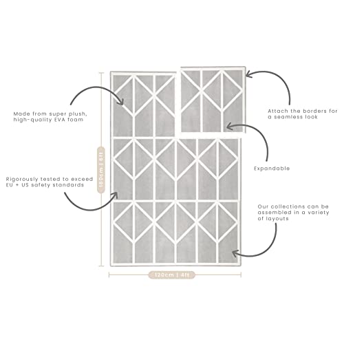 Toddlekind Playmat-Prettier Play Mat, 4 x 6 feet Premium Quality Foam Play Mat for Babies/Toddlers, Stylish, Non-Toxic, Odorless, Nordic-Pebble (Grey)