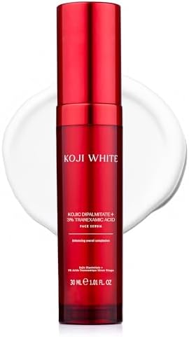 Koji White 2% Kojic Acid Dipalmitate + 3% Tranexamic Acid Serum - Facial Serum for Women, Hydrating with Niacinamide - Vegan, Fragrance-Free, Unscented for Sensitive Skin & Uneven Tone - 1.01 Fl Oz