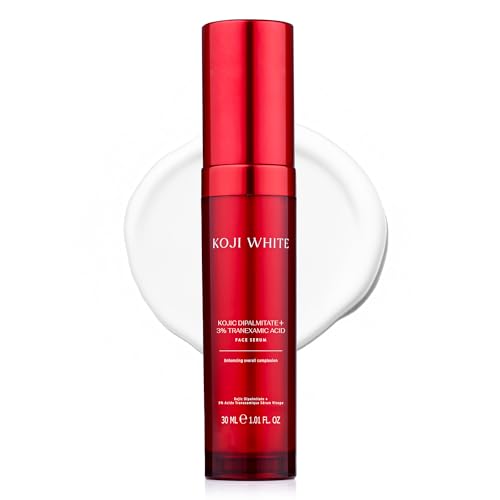 Koji White 2% Kojic Acid Serum + 3% Tranexamic Acid, 5% Niacinamide | Hydrating Facial Soothing Moisturizer for Uneven Skin - Vegan Skin Care, Fragrance Free, Unscented for Sensitive Skin - 1.01 Fl Oz