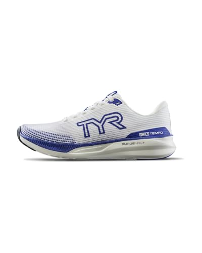 TYR Unisex SR-1 Tempo Running Athletic Shoes Sneaker, White/Blue, 10.5 US Men