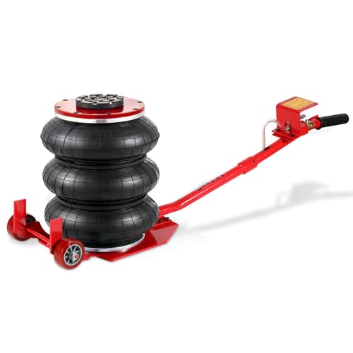 Jaxguom Cric pneumatique 3T, course de 40 cm en 5 secondes, triple sac à air robuste (150-400 mm) avec valve de sécurité, vérin d'air 3T pour SUV, camion et atelier