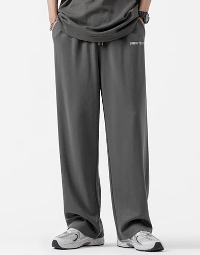 Men's Cotton Sweatpants Loose Fit Baggy Straight Leg Sweat Pants for Men Open Bottom Lounge Yoga Pants with Pockets2